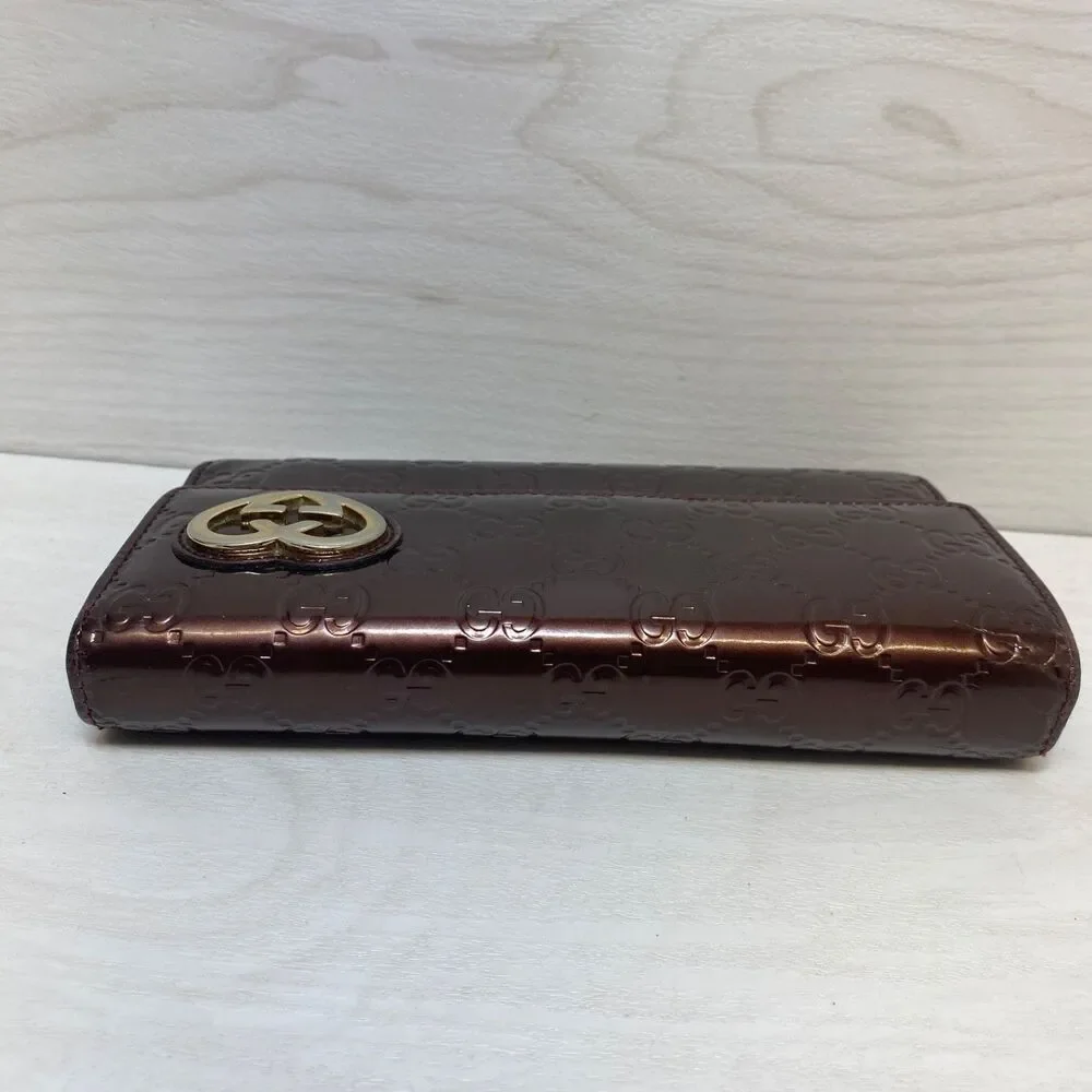 Gucci Shiny Guccissima Lovely Heart Continental Wallet in metallic burgundy - Picture 4 of 13